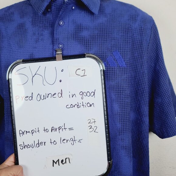 Adidas Men's Blue Playgreen Spray Die Short Sleeve Golf Casual Polo Shirt Sz XL - Picture 10 of 10